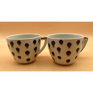 Set of 2 Swid Powell "Dots" Flat Cups Black & White Rady & Mizuno RARE